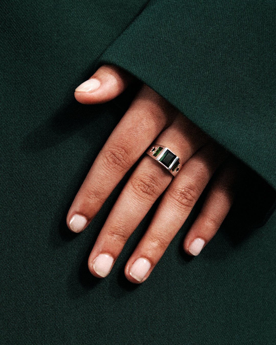 EOS Ring | Green Tourmaline & Black Spinel Silver - ALTRA Jewellery - 